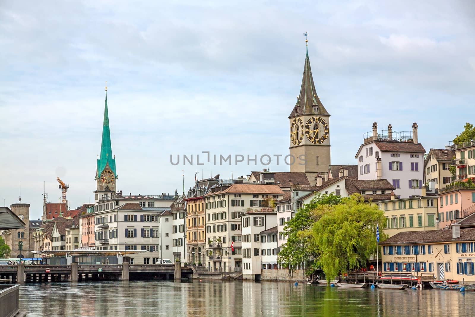 Zurich downtown, Fraumunster and St. Peter church by aldorado