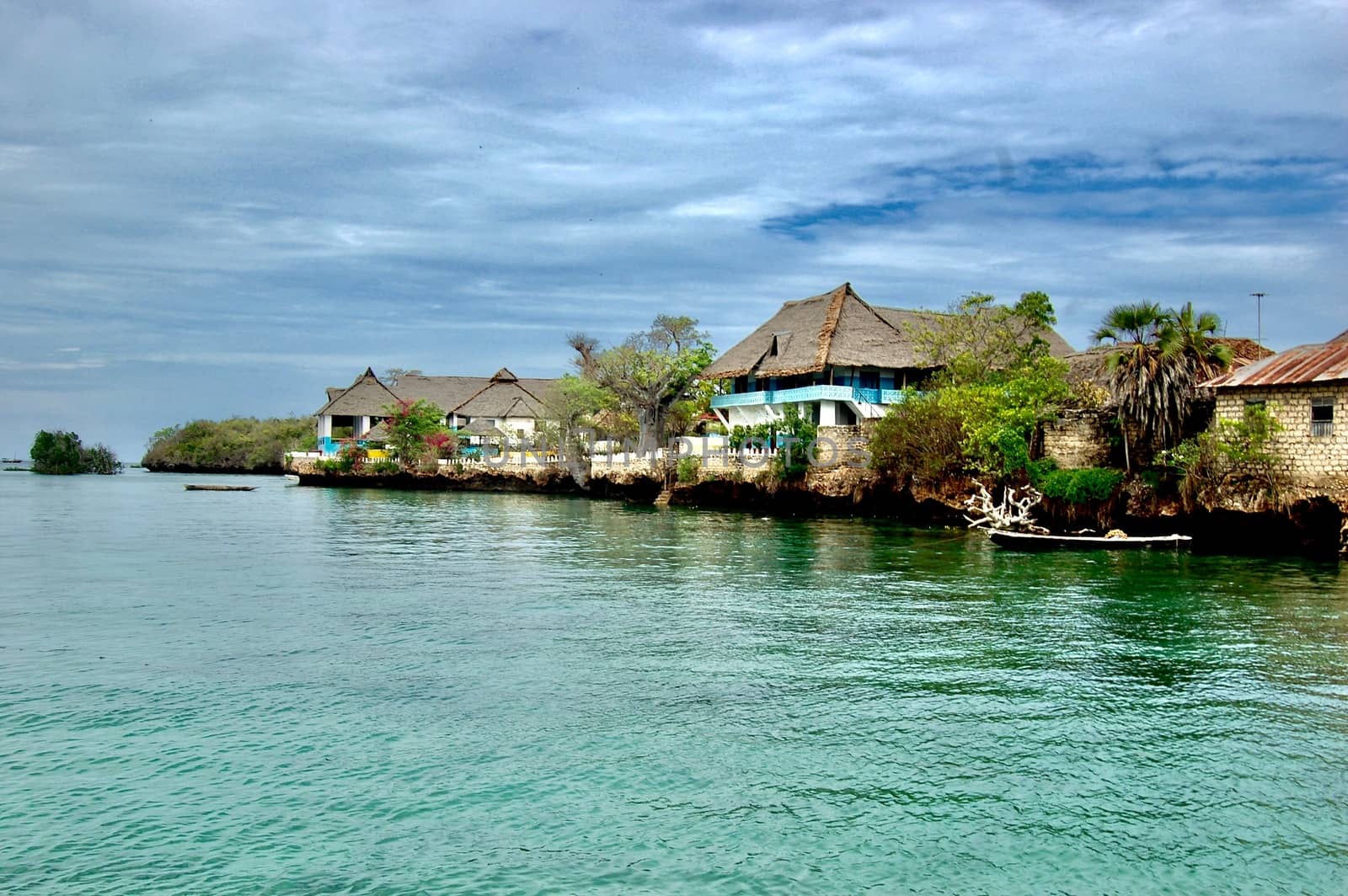 Landscape view on wild island Wasini in Kenya, Africa.
