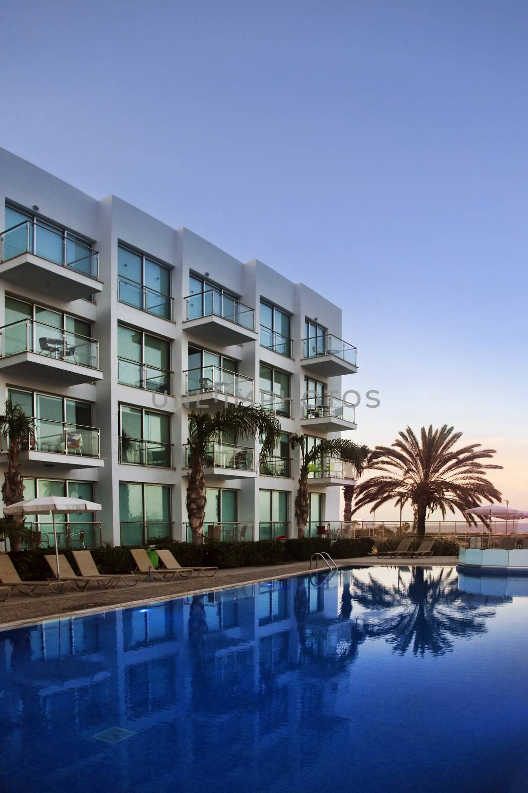 Resort Swimming Pool with reflection. Cyprus, Protaras