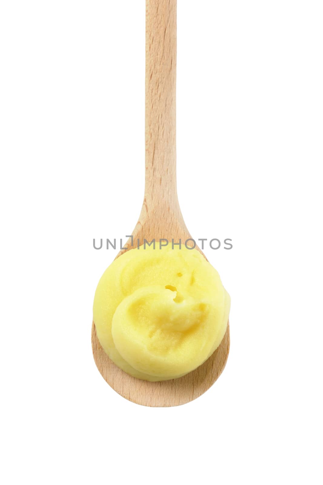 mashed potatoes on wooden spoon by Digifoodstock
