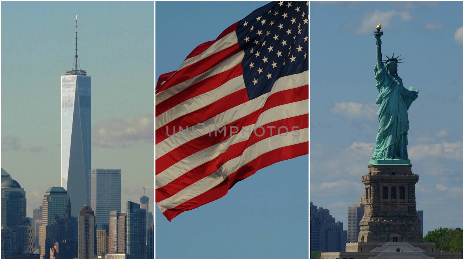 Us Flag Statue Of Liberty And Nyc by dtiberio