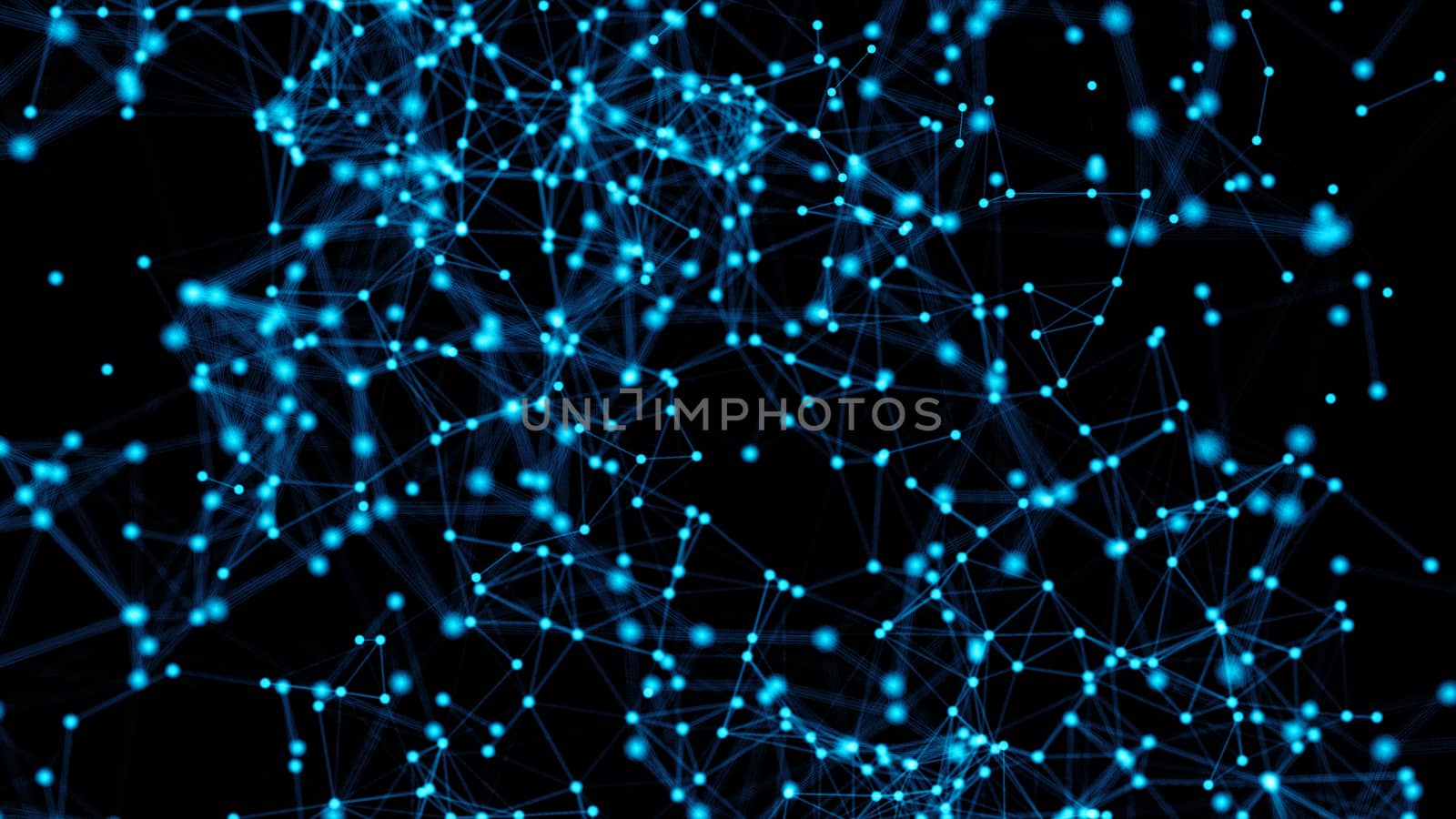 Abstract background with connected dots. Digital backdrop. 3d render