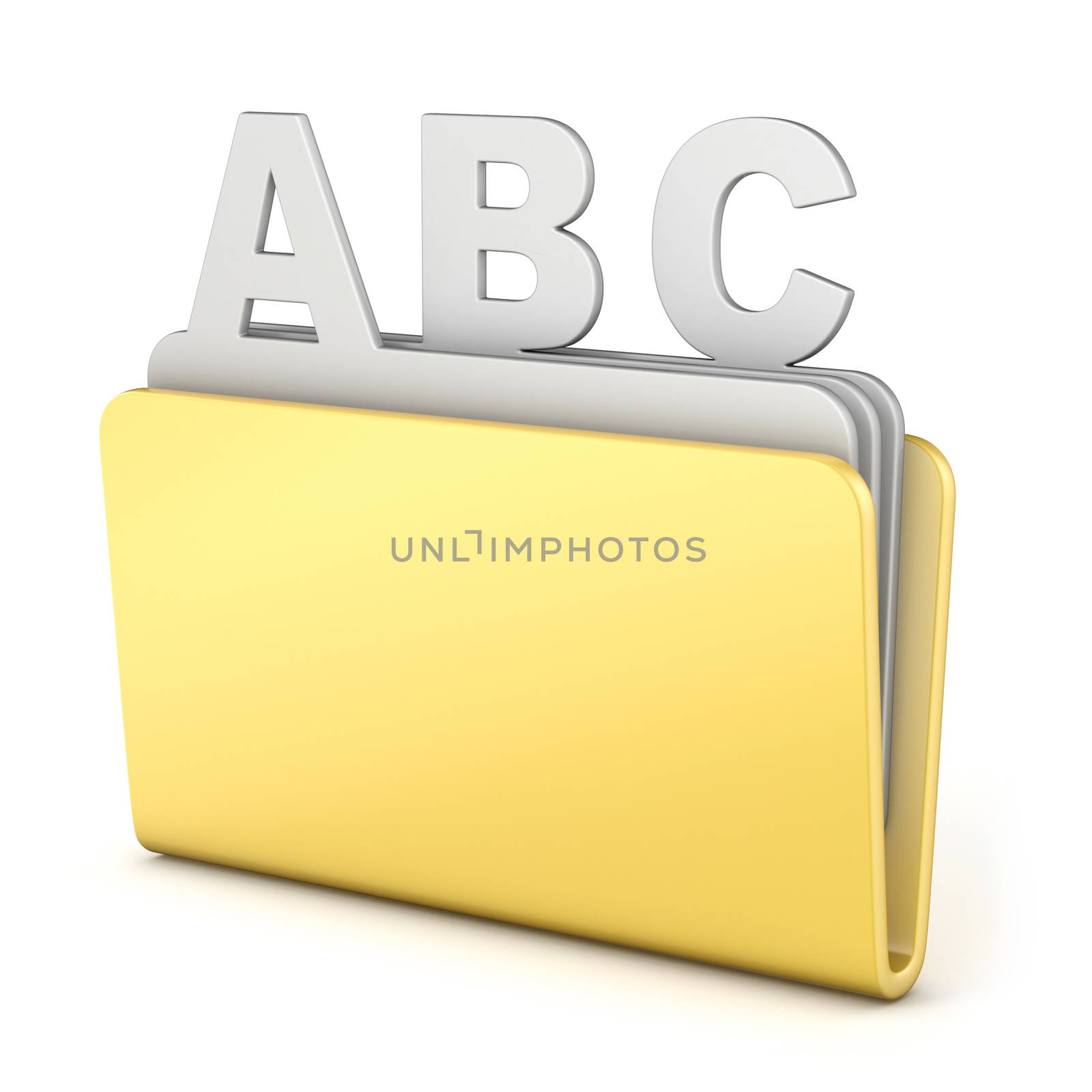 Computer folder with ABC files 3D render illustration isolated on white background