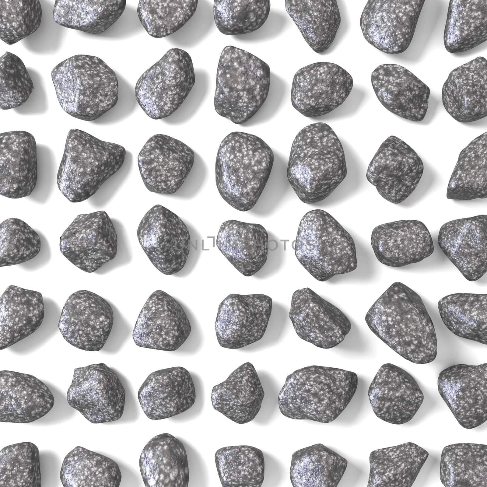 Abstract array made of rocks 3D render illustration isolated on white background