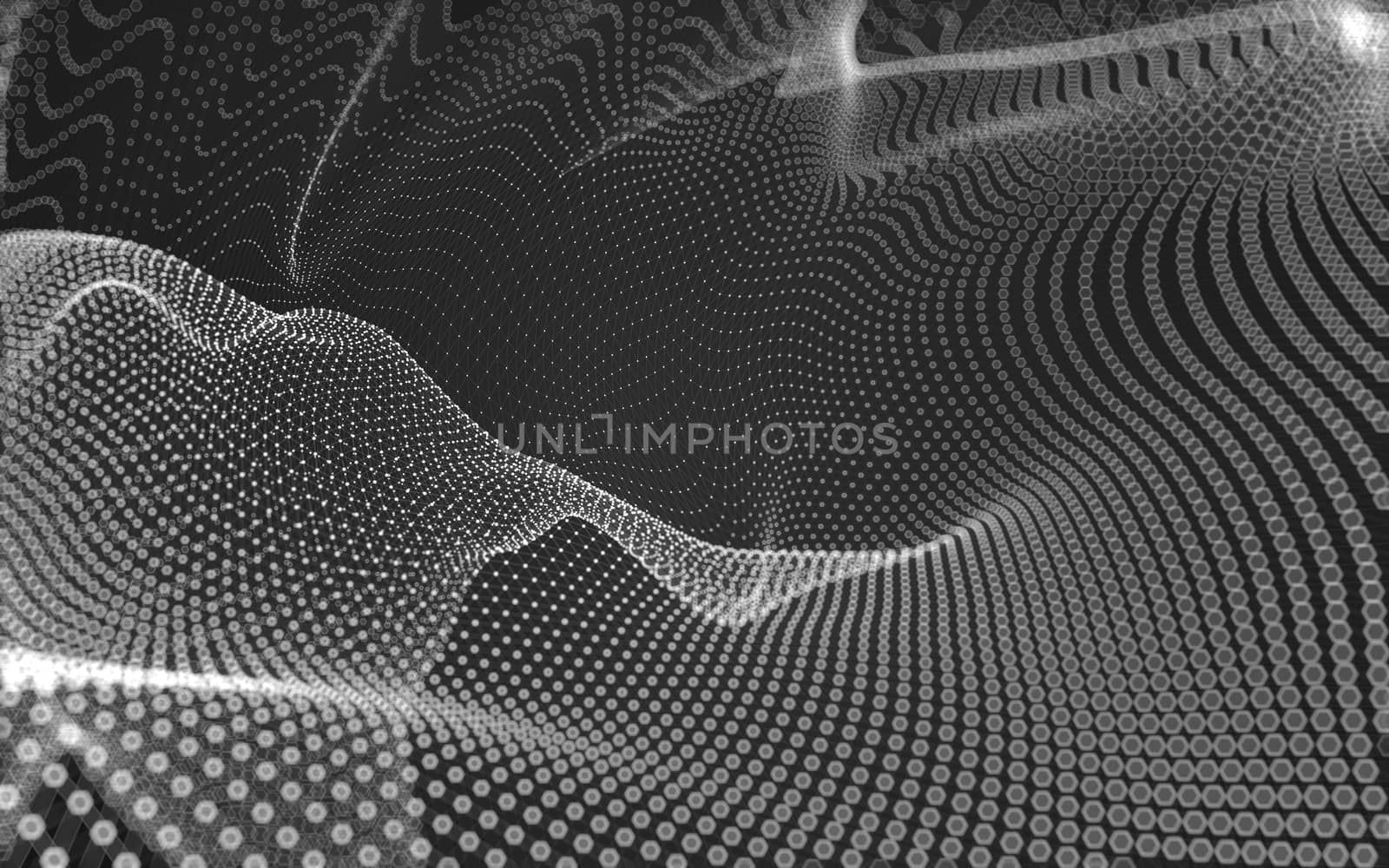 Abstract polygonal space low poly dark background with connecting dots and lines. Connection structure. 3d rendering