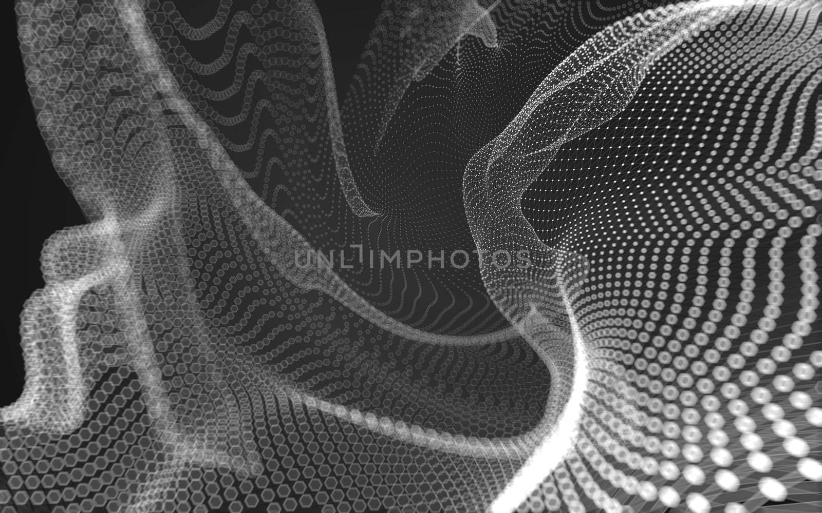 Abstract polygonal space low poly dark background with connecting dots and lines. Connection structure. 3d rendering