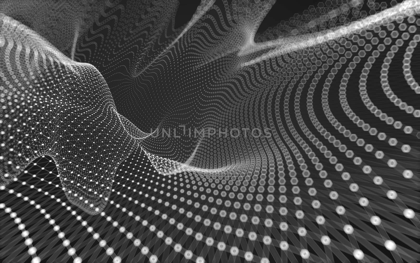 Abstract polygonal space low poly dark background with connecting dots and lines. Connection structure. 3d rendering