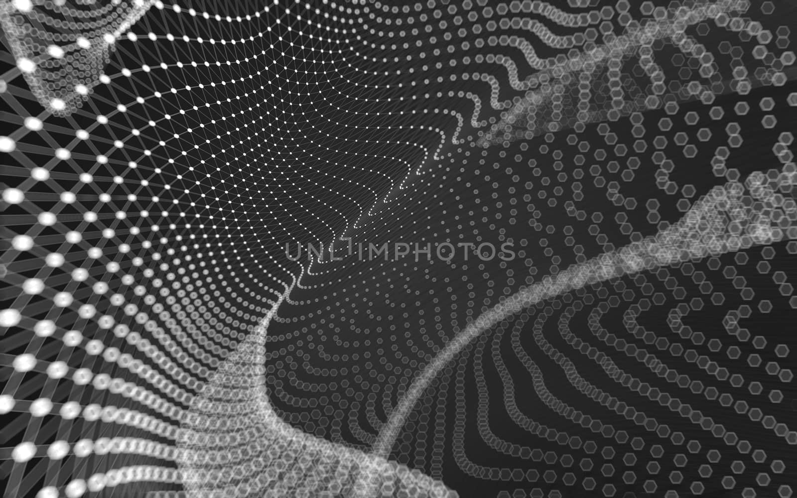 Abstract polygonal space low poly dark background with connecting dots and lines. Connection structure. 3d rendering