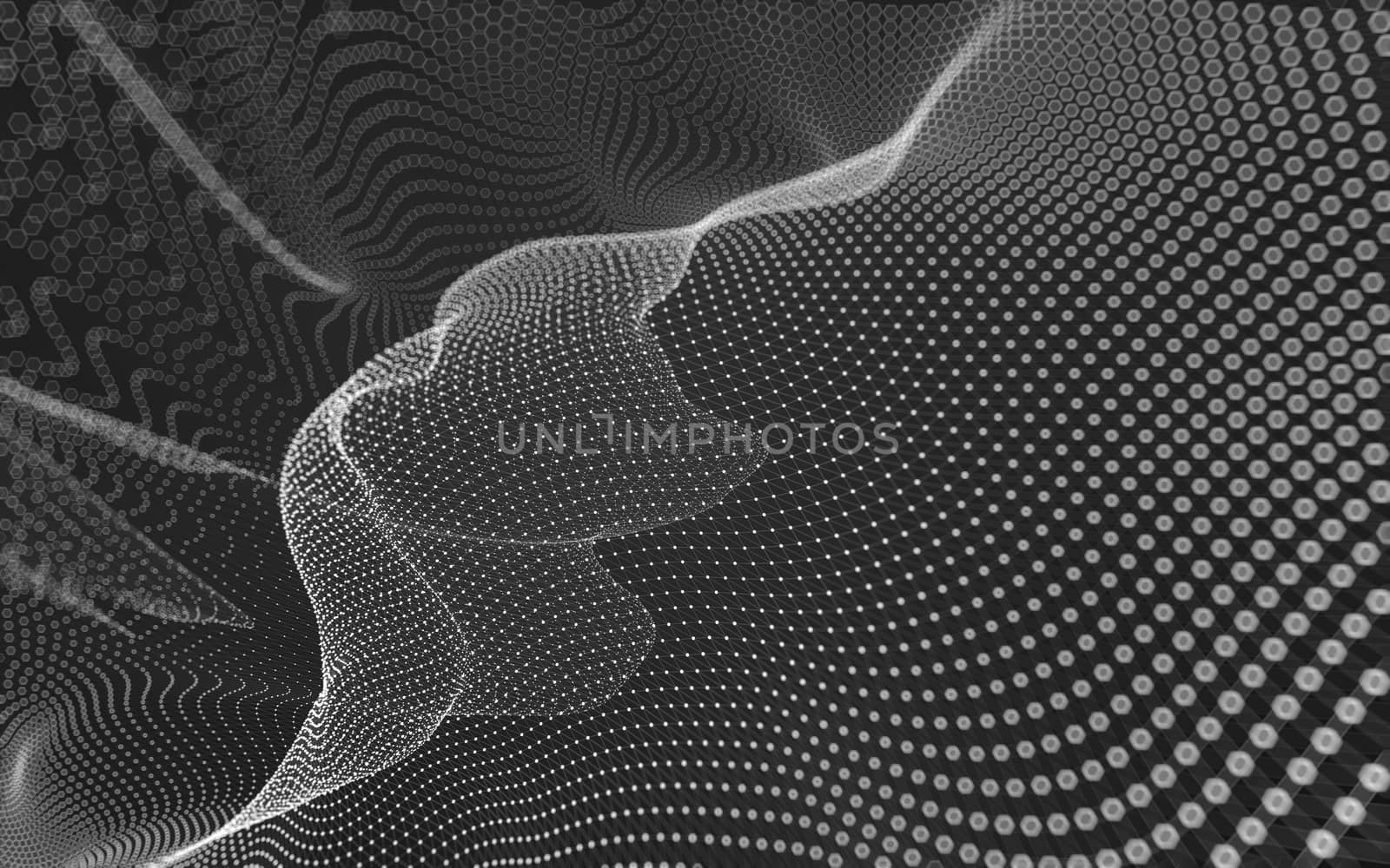 Abstract polygonal space low poly dark background with connecting dots and lines. Connection structure. 3d rendering