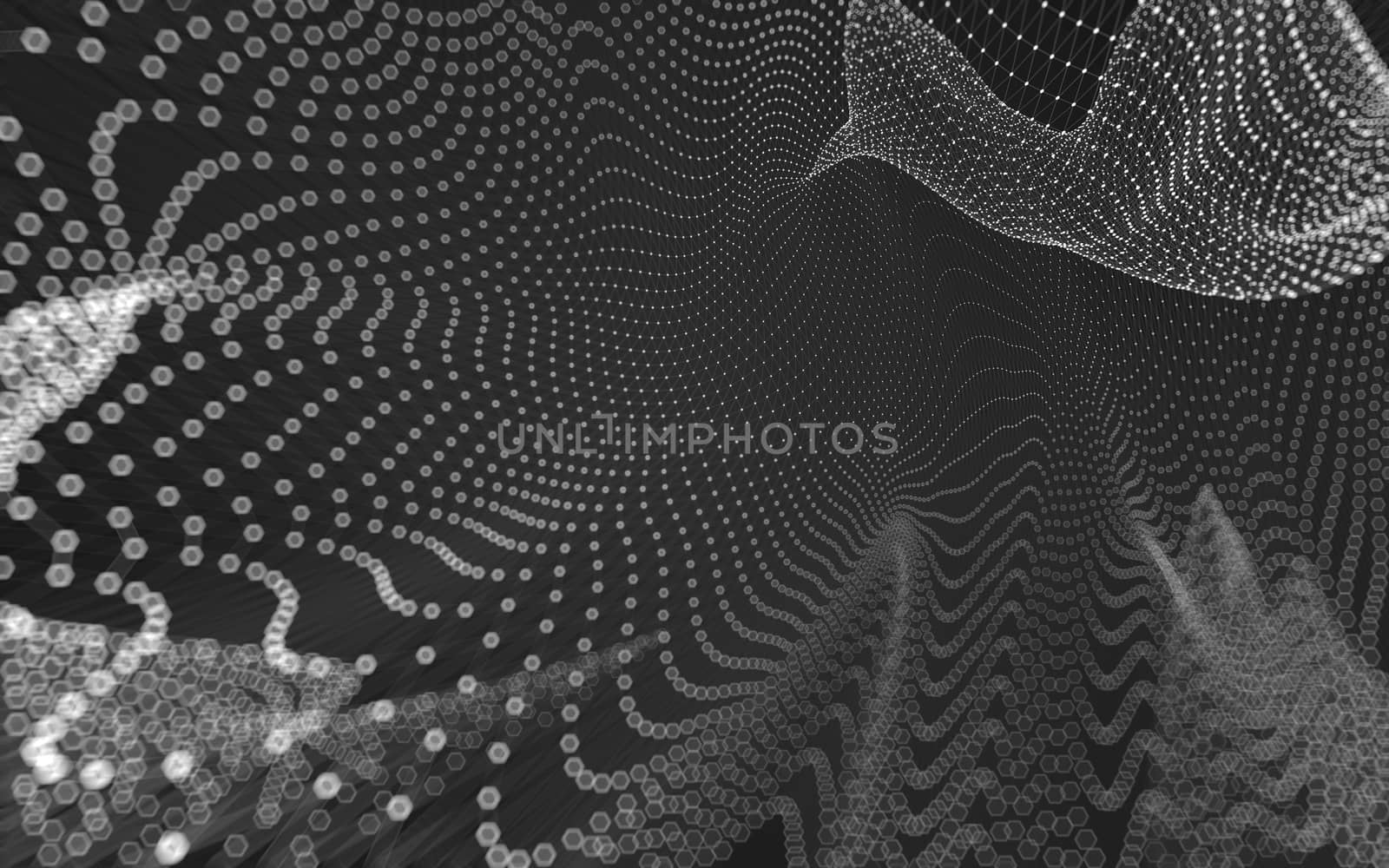 Abstract polygonal space low poly dark background with connecting dots and lines. Connection structure. 3d rendering