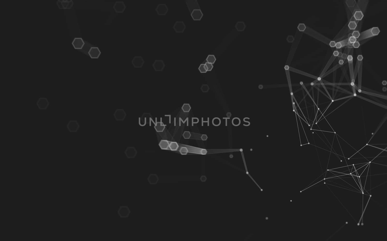 Abstract polygonal space low poly dark background with connecting dots and lines. Connection structure. 3d rendering