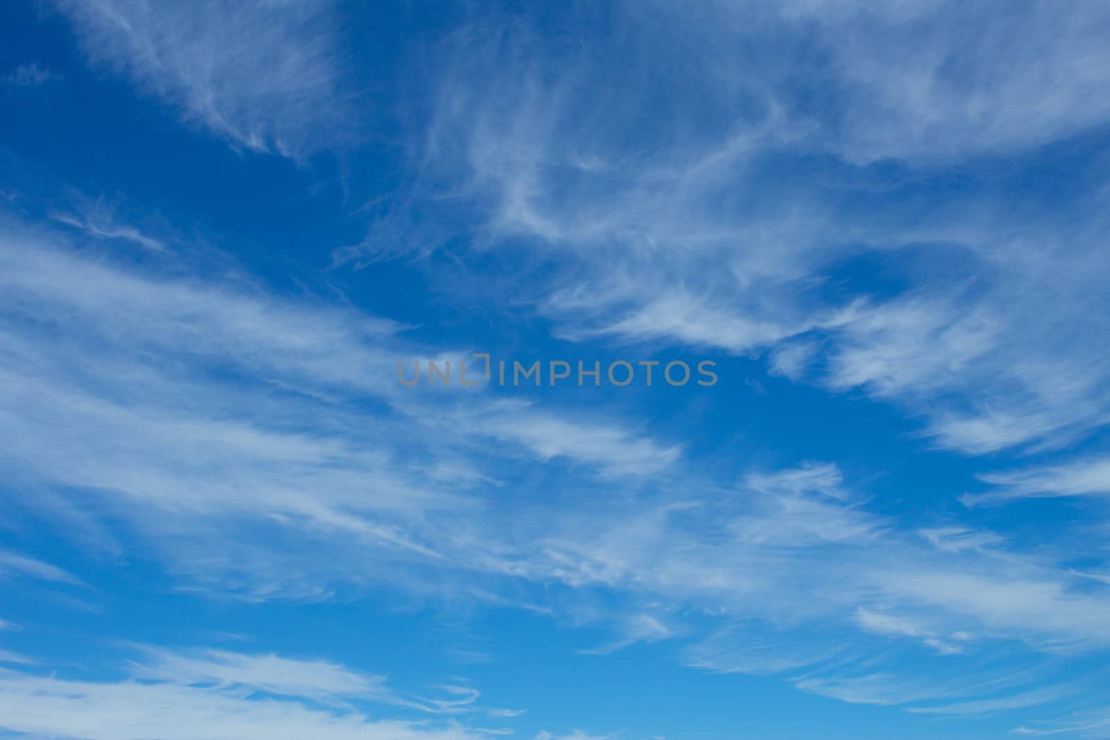 Fluffy White Clouds on Bright Blue Sunny Summer Sky by pdarvell