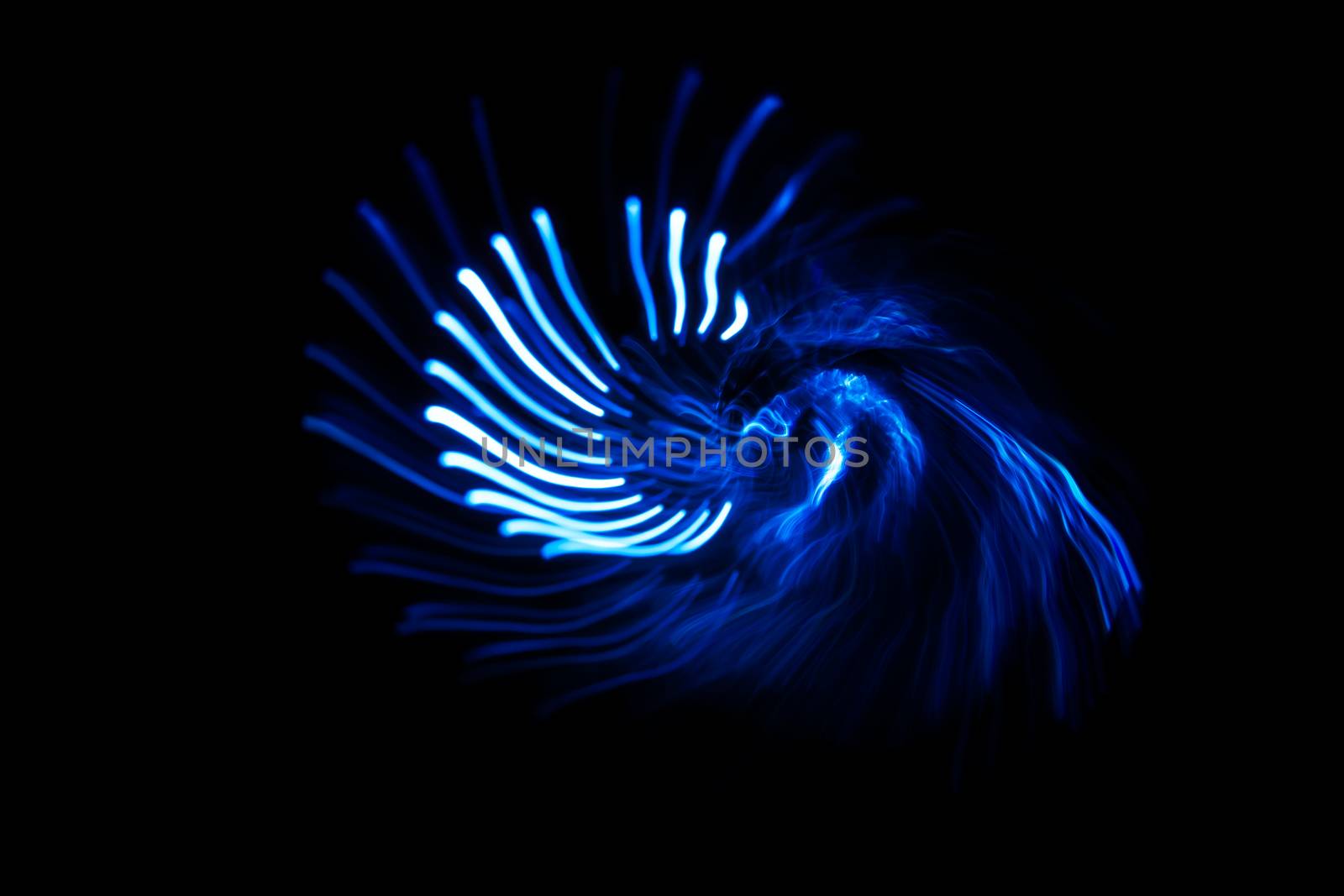 Sound waves in the visible blue color in the dark