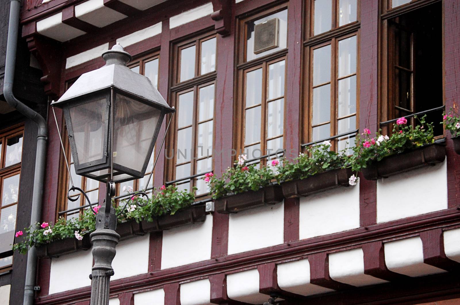 The facades of old buildings in Europe