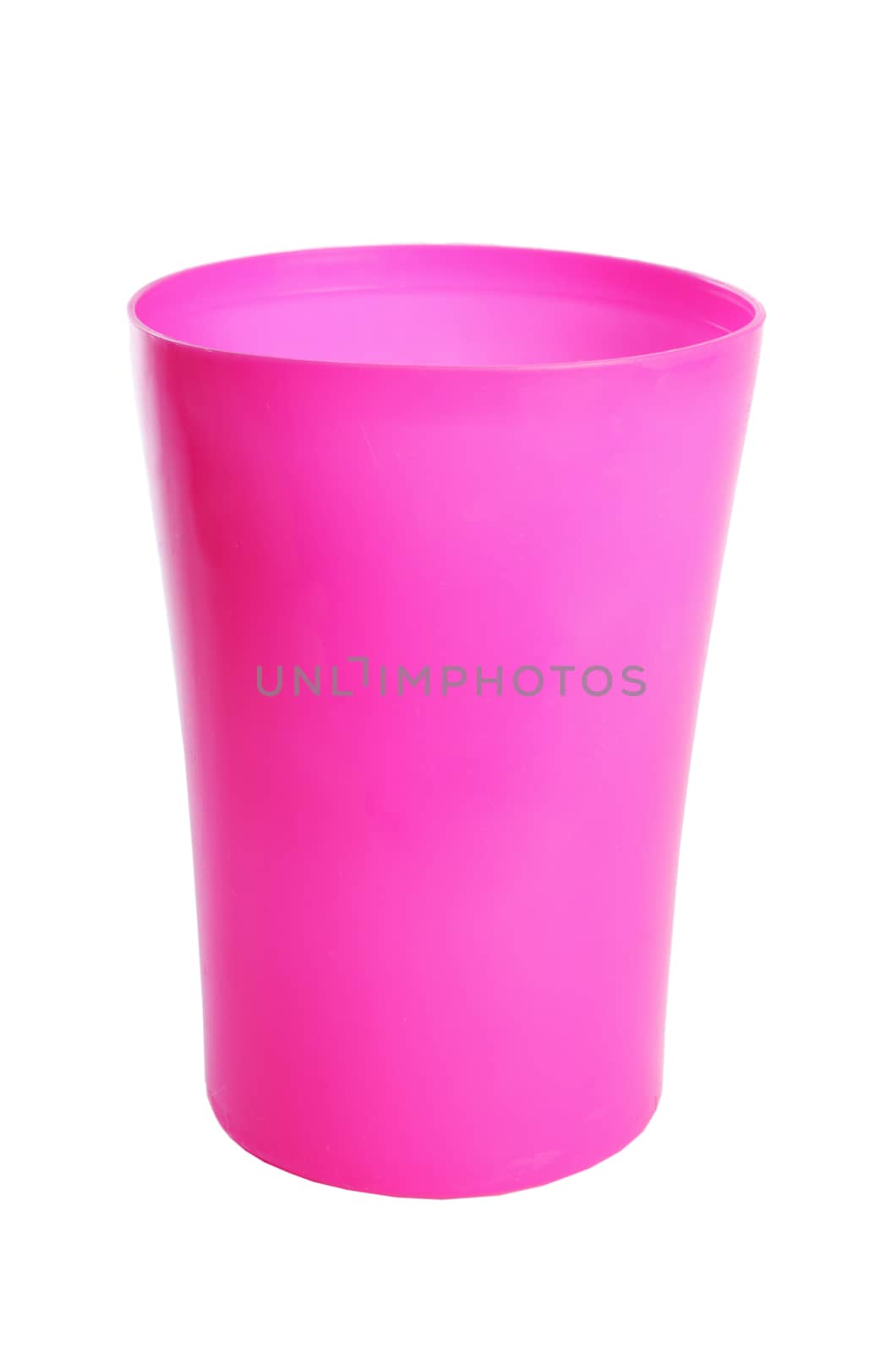 Plastic yellow cups isolated on white background