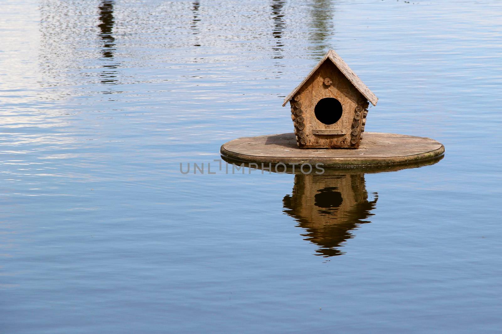 wood Duck house on the lake. photo