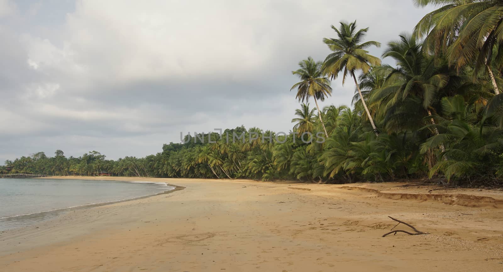 Praia Coco on an overcast day, Principe Island, Sao Tome and Principe, Africa