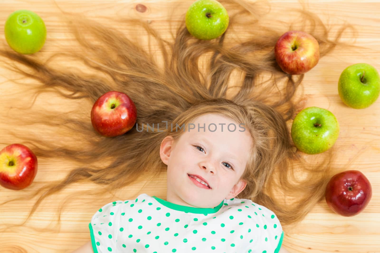 the little girl among apples by sveter