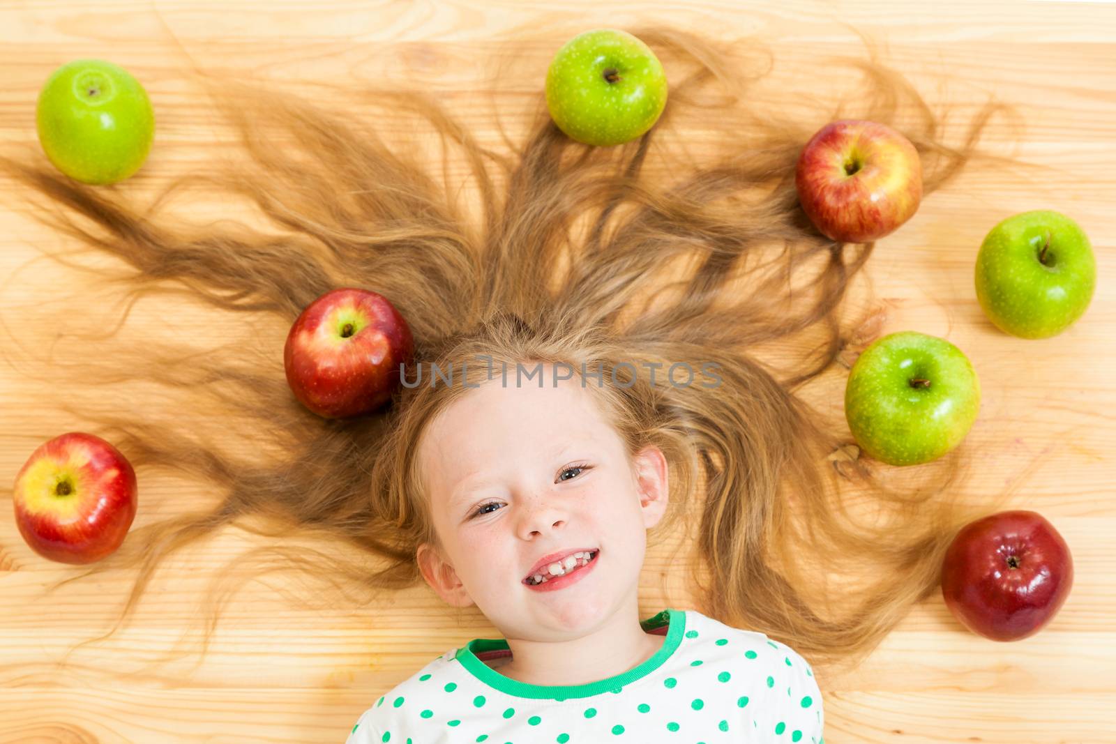 the little girl among apples by sveter