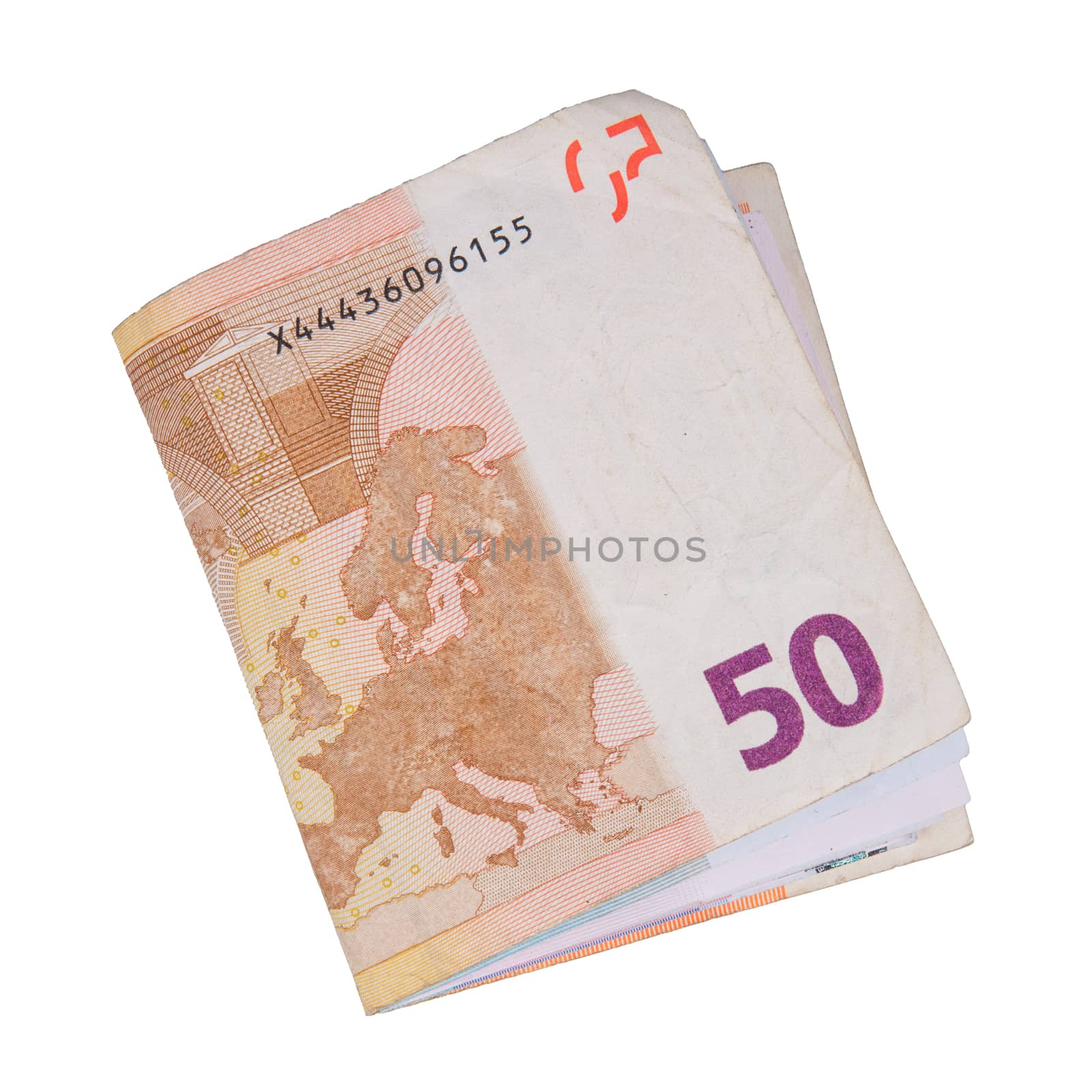 Fifty euro banknote on a white background by neryx
