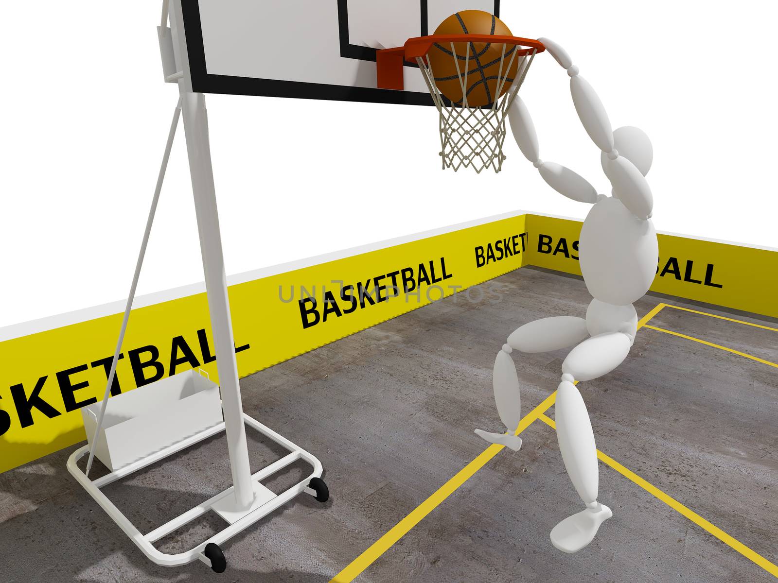 slam dunking basketball, 3d