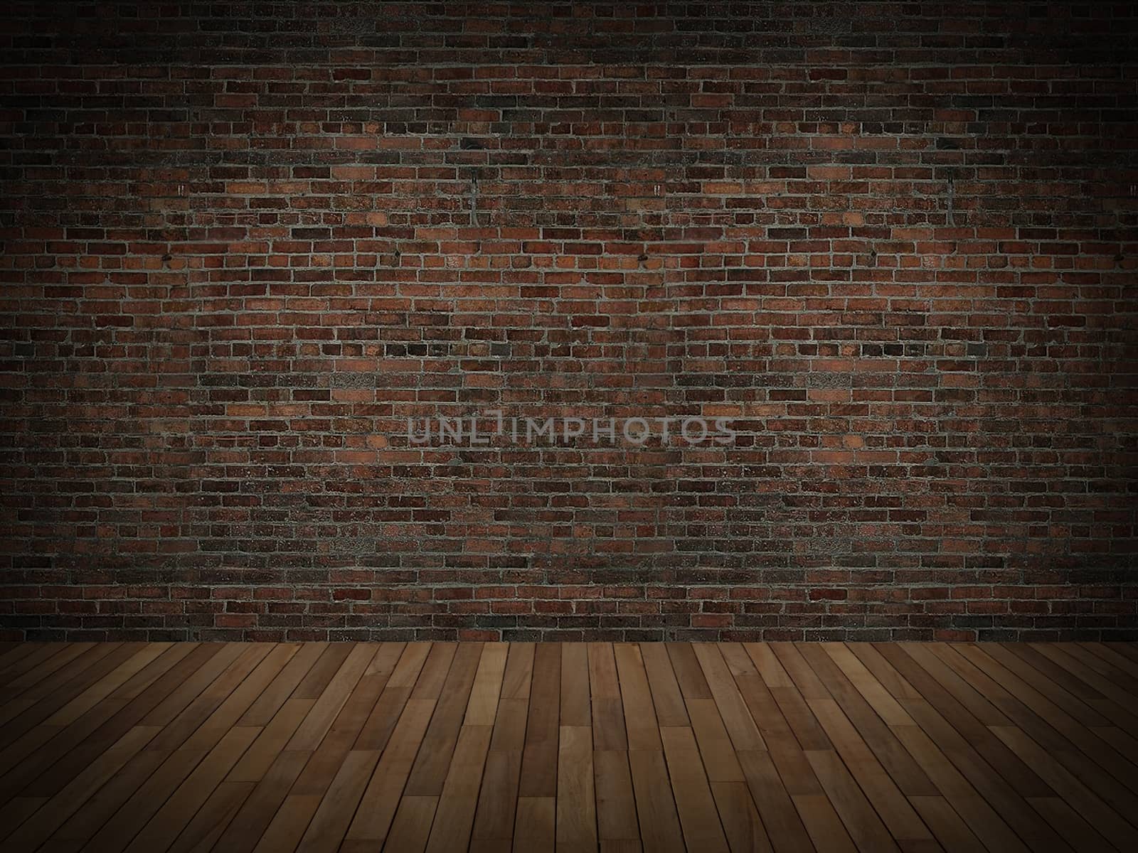 brick wall on wood floor