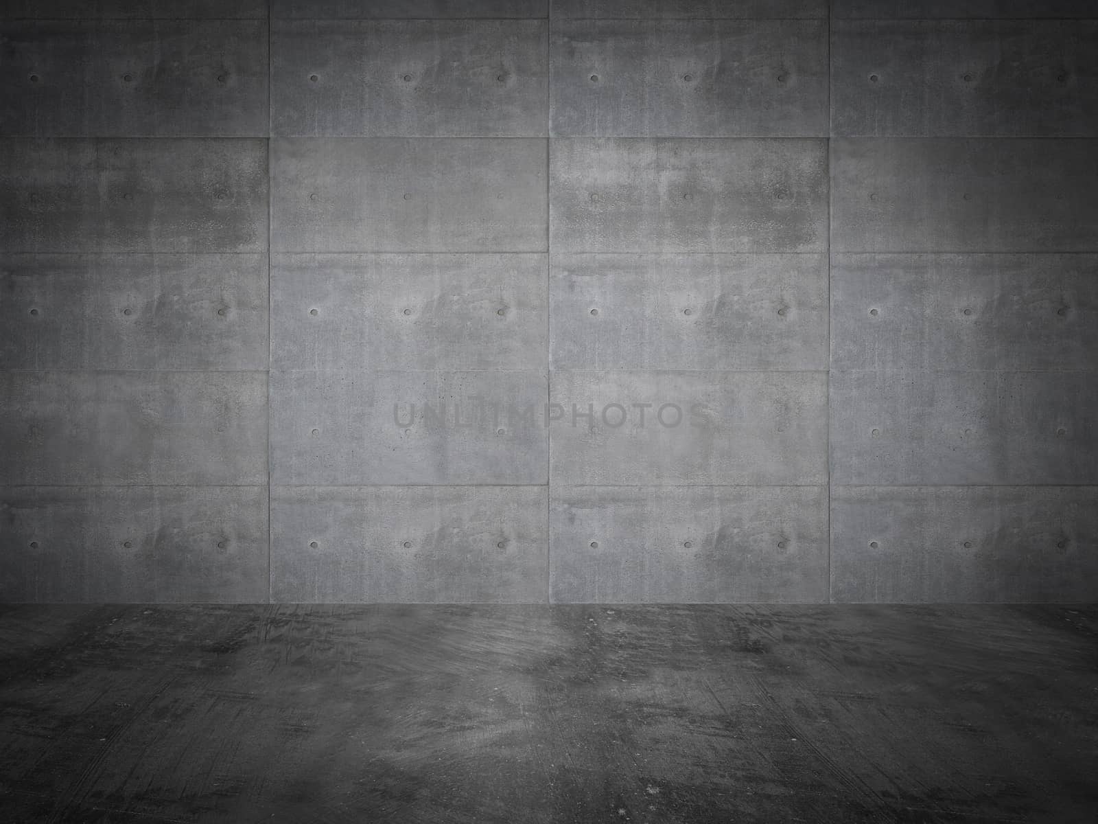 concrete wall with concrete floor,3d