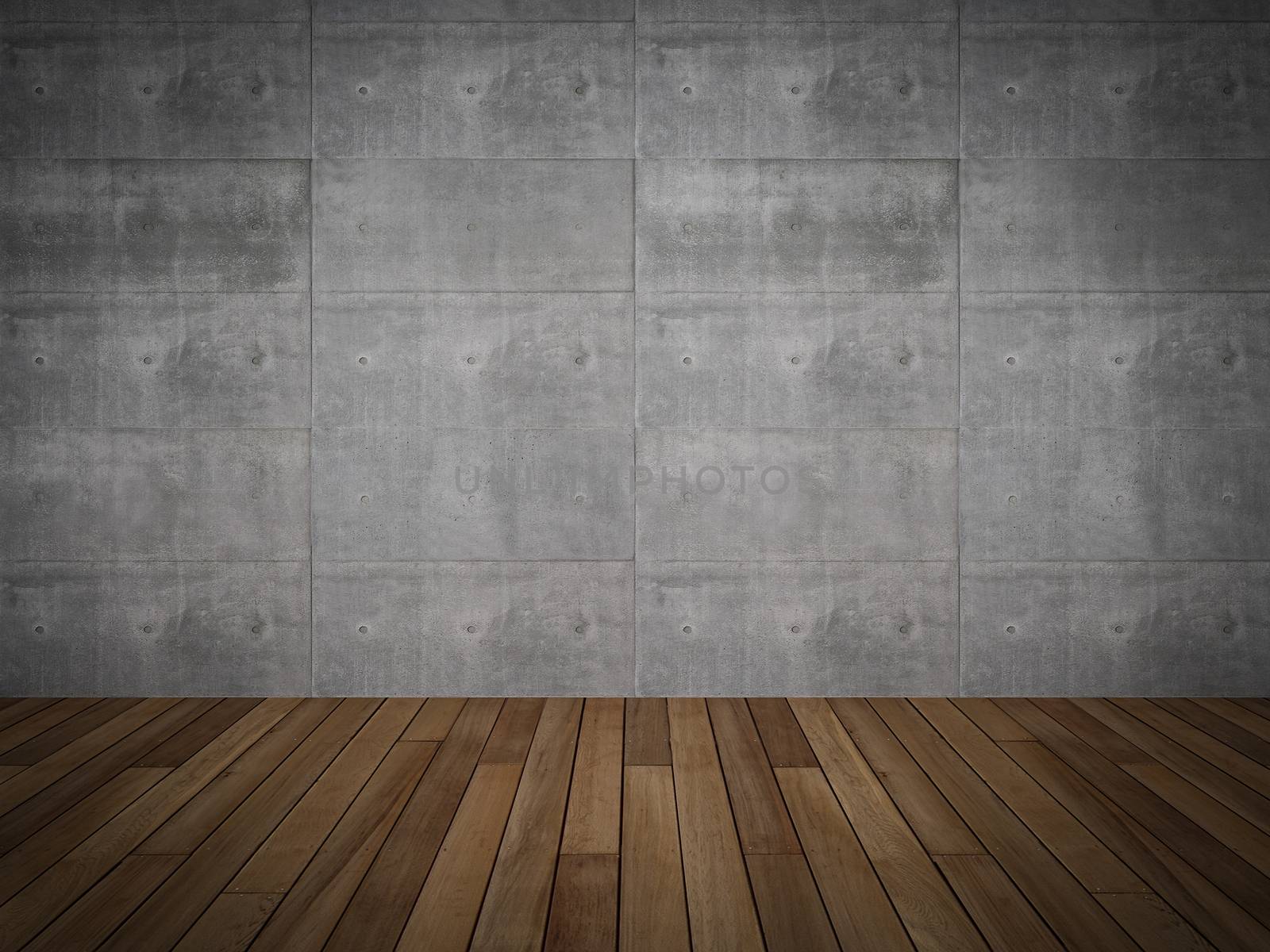 concrete wall with wood floor,3d