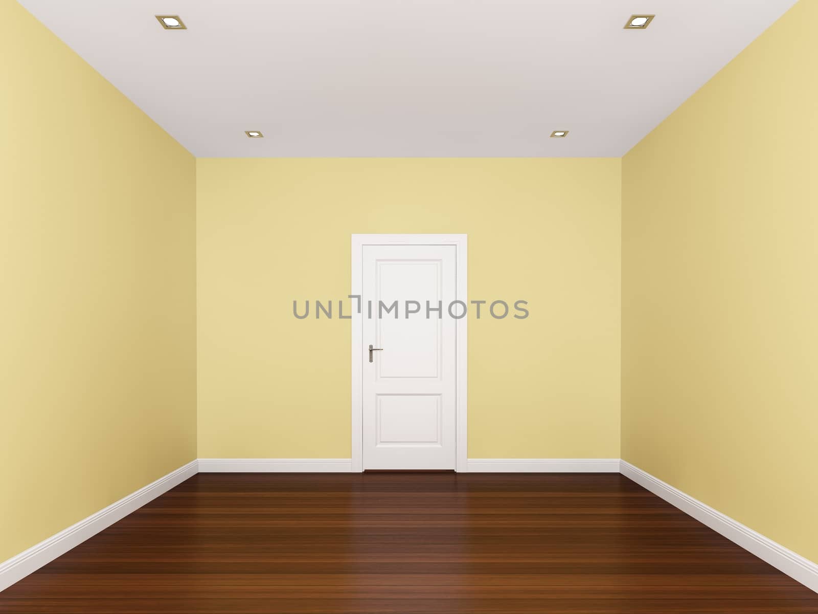 yellow wall , empty room,3d  interior