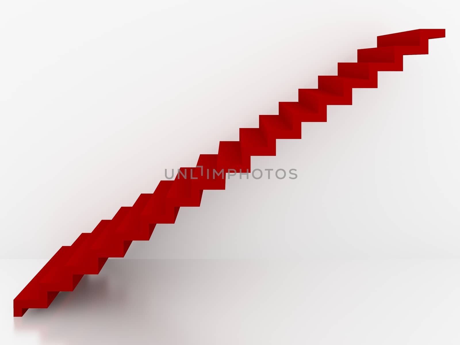 red stairs in white background interior,3d