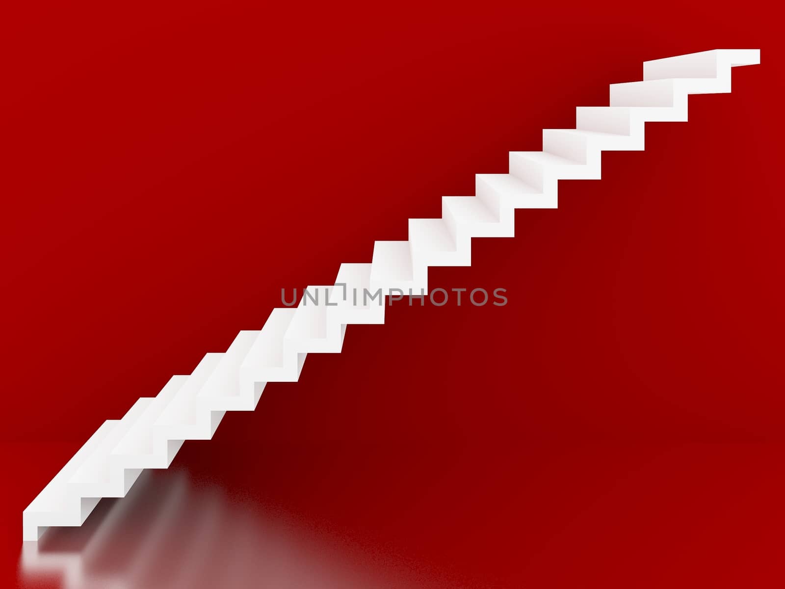 white stairs in red background interior,3d