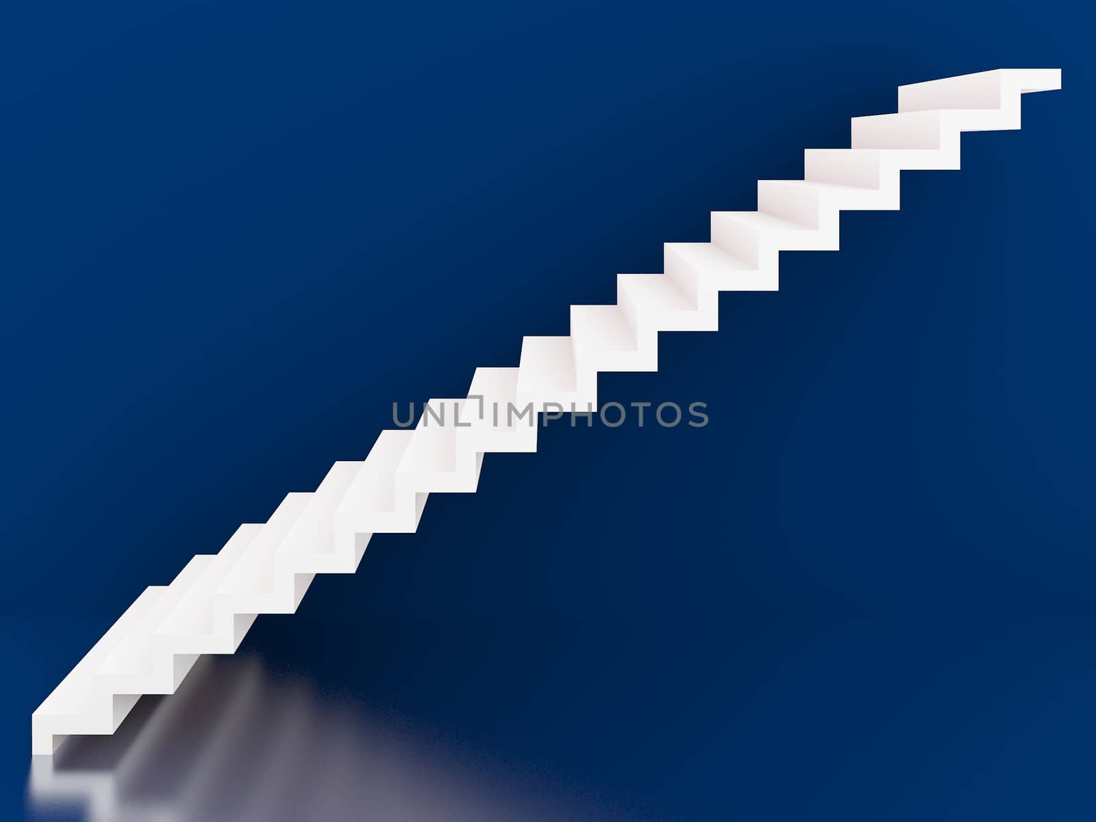 white stairs in blue background interior,3d