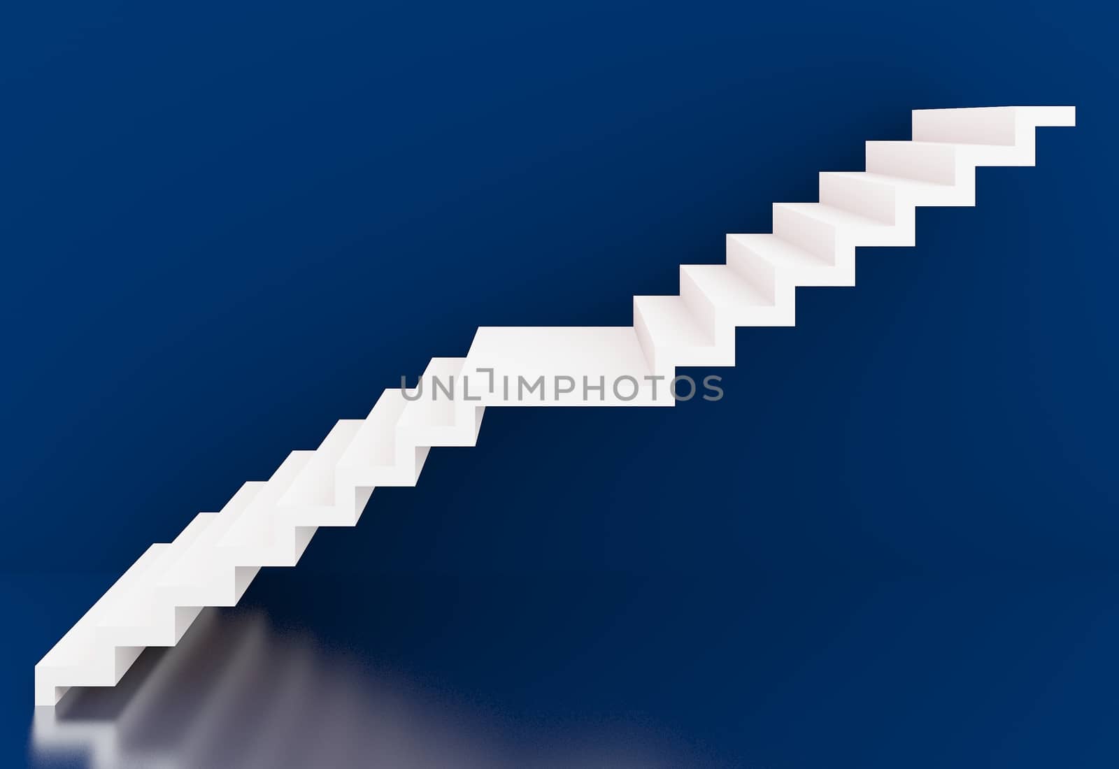 white stairs in blue background interior,3d
