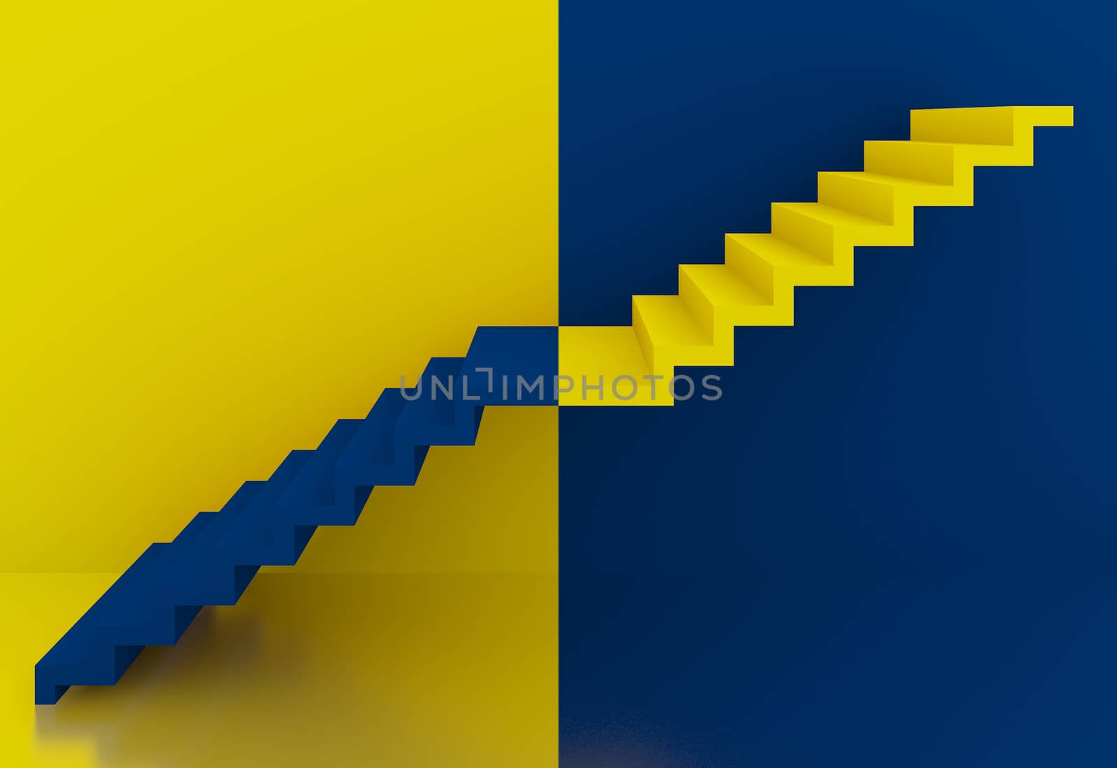 yellow and blue stairs in interior