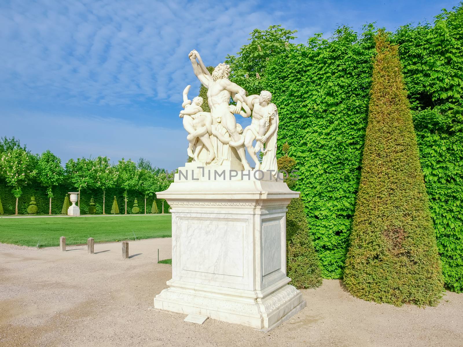 Sculpture of Laocoon on main alley in Gardens of Versailles by anmbph