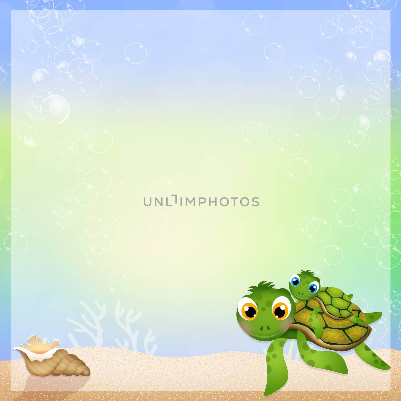 illustration of sea turtle in the ocean