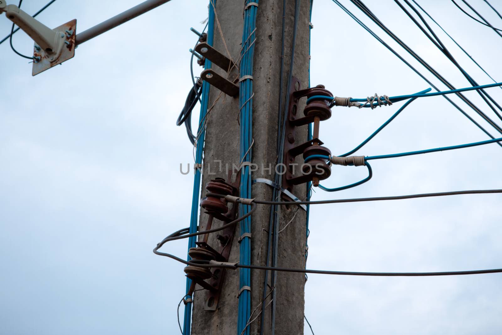 complicated arrangement of Thailand electric wire