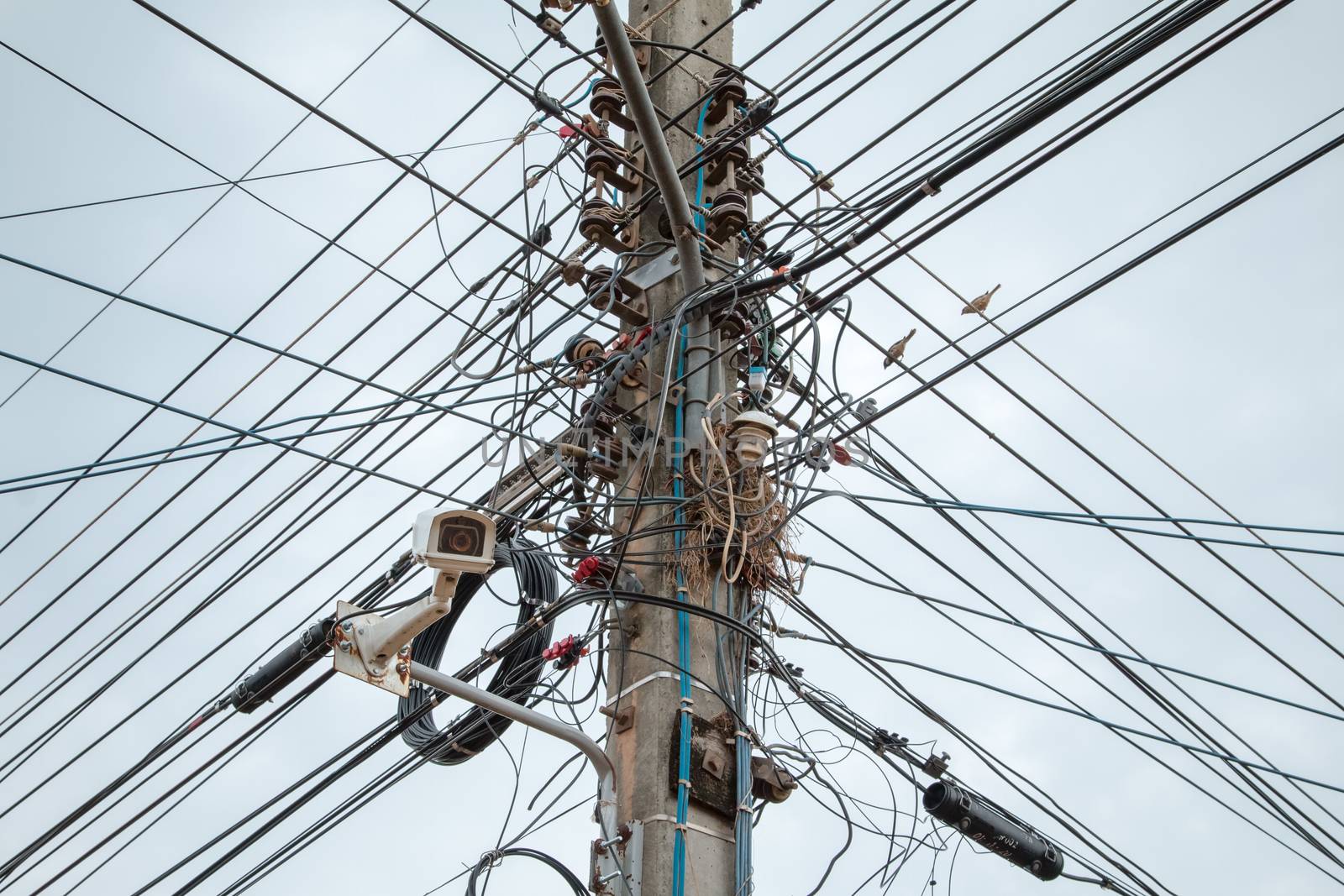 complicated arrangement of Thailand electric wire