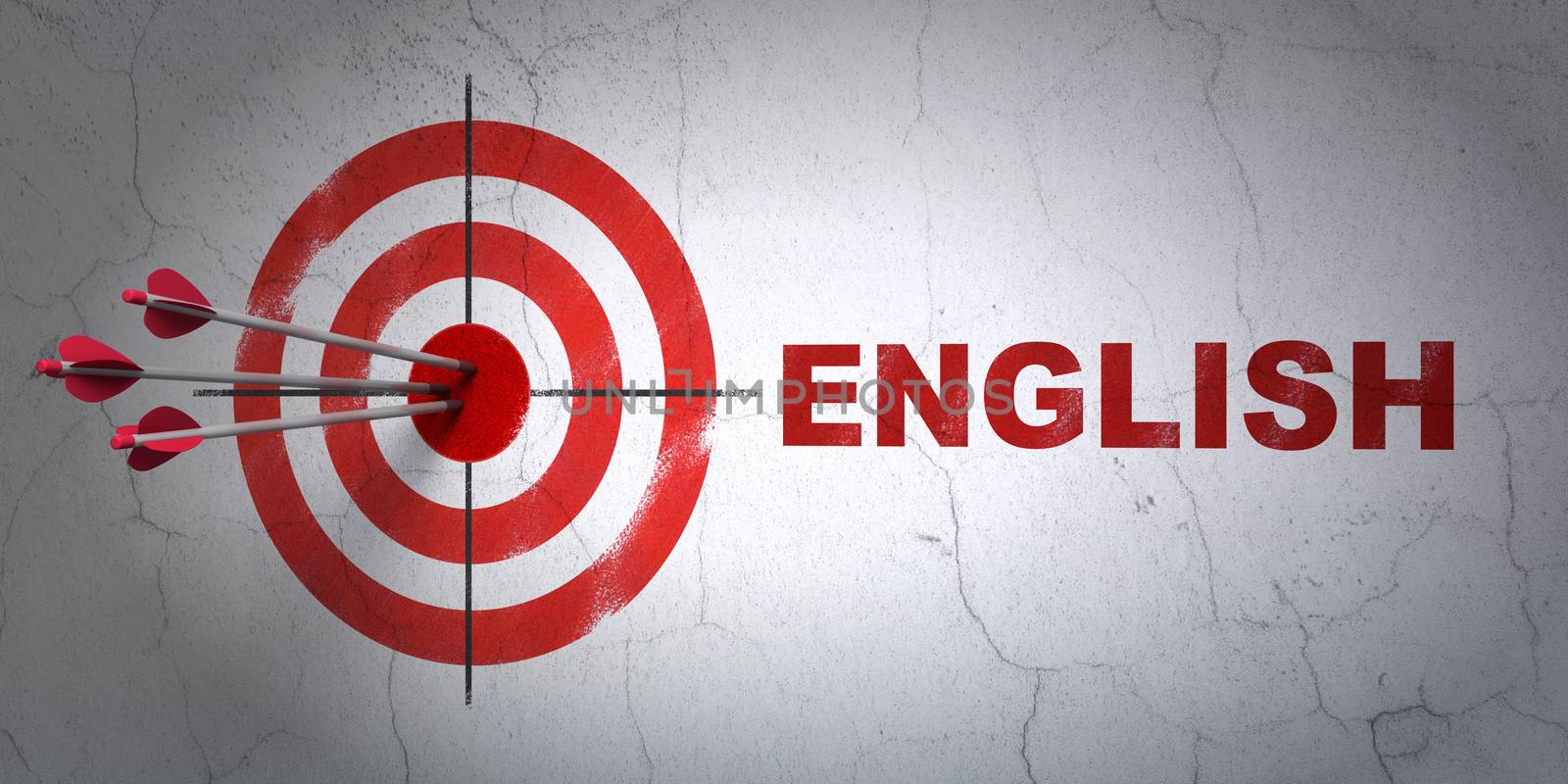 Studying concept: target and English on wall background by maxkabakov