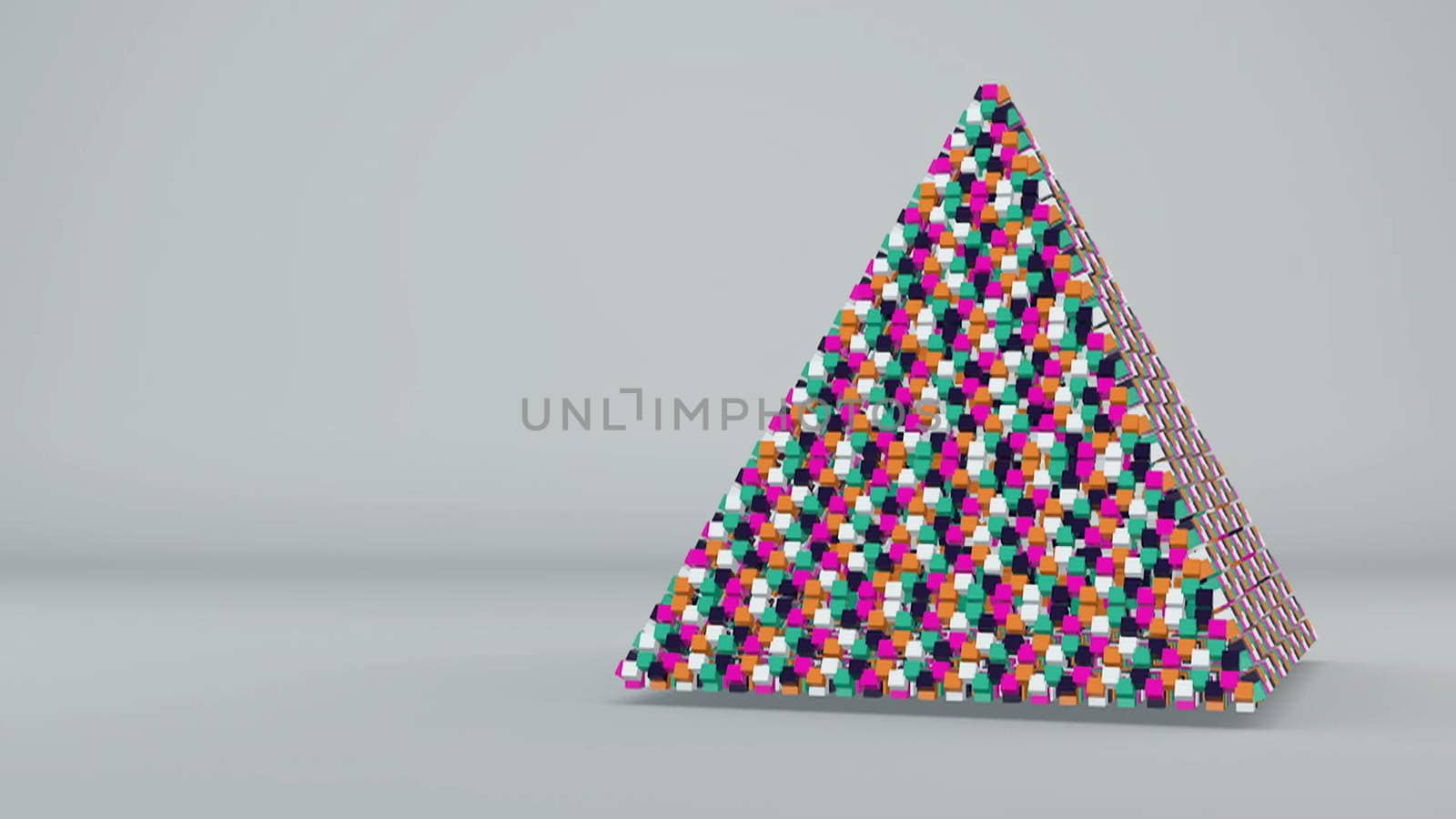 Abstract background with futuristic colorful pyramide. 3d render