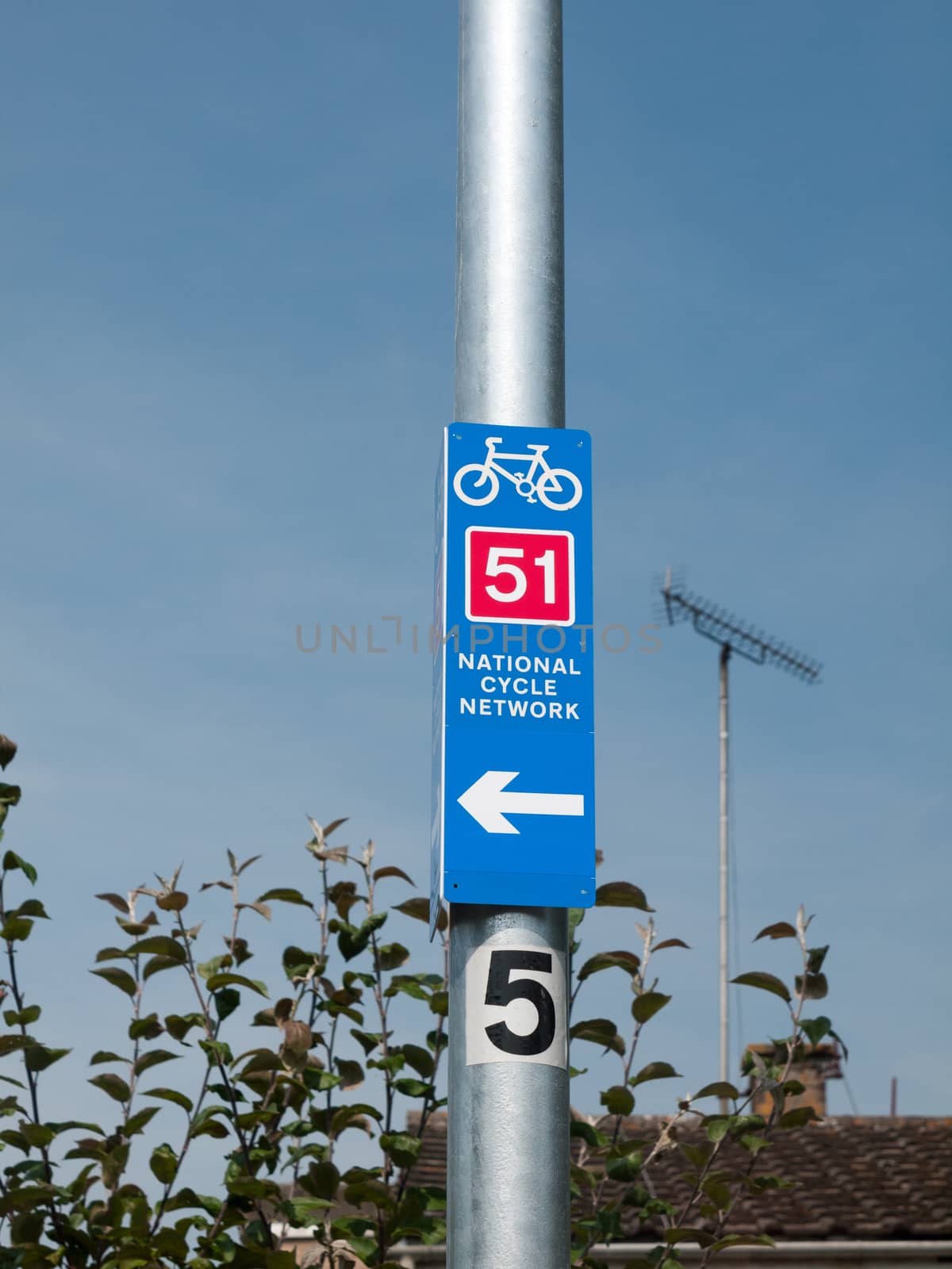 bike sign on lamppost close up outside - national cycle network 51