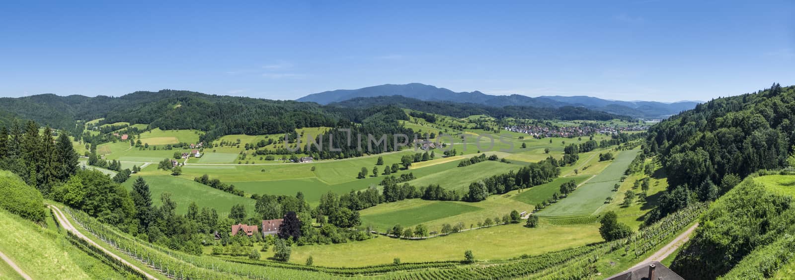An image of a panoramic view from the Hochburg Emmendingen