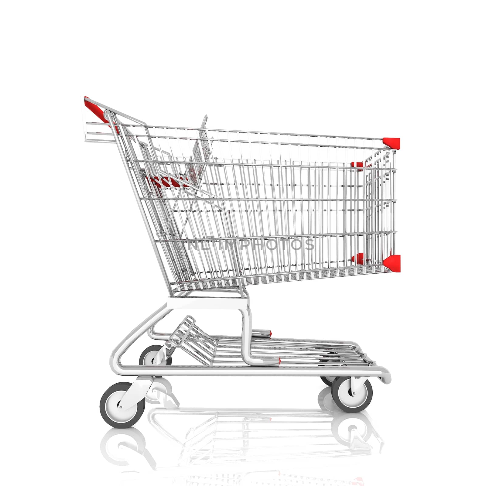 Shopping cart isolated on white,3d rendering