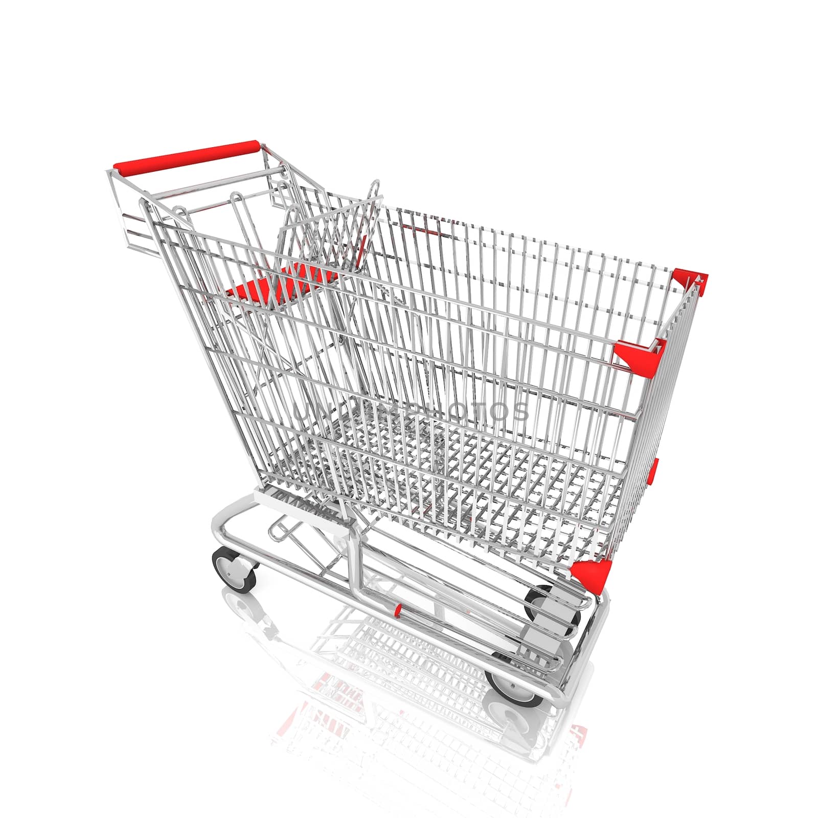 Shopping cart isolated on white,3d rendering