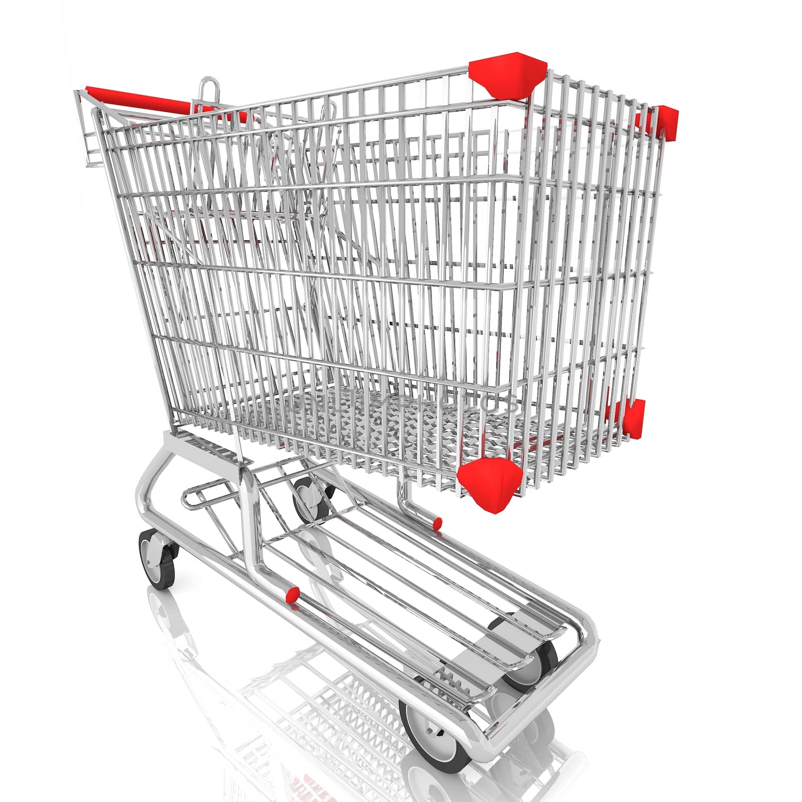 Shopping cart isolated on white,3d rendering