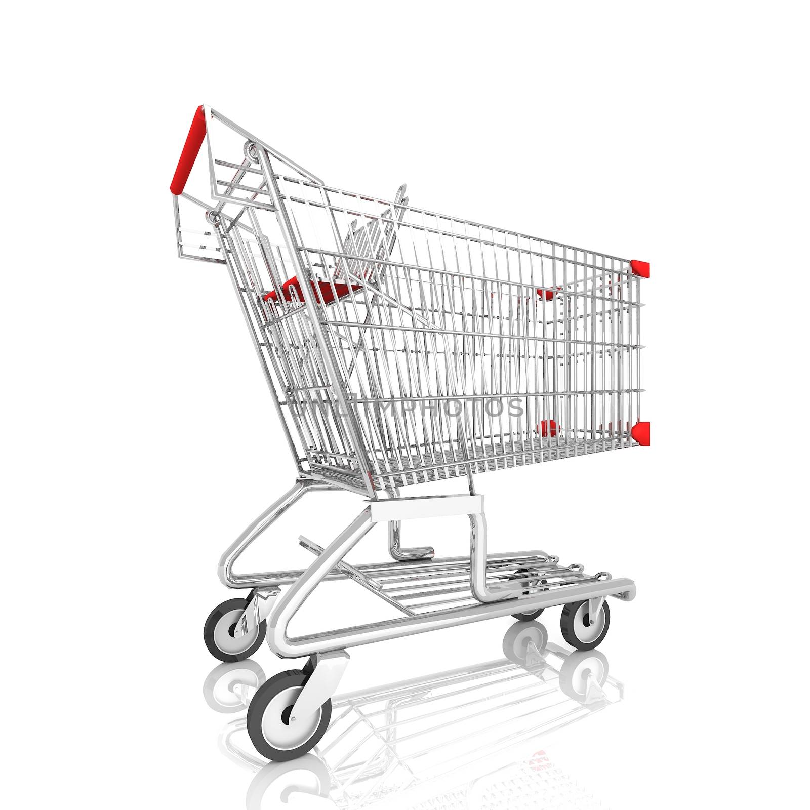 Shopping cart isolated on white,3d rendering