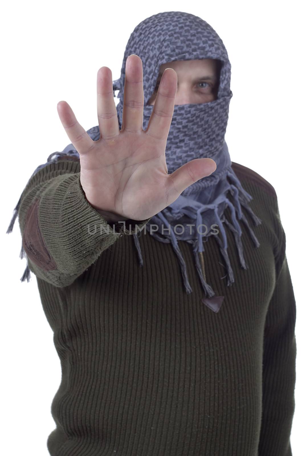 Arab man gesturing stop with his hand by VIPDesignUSA