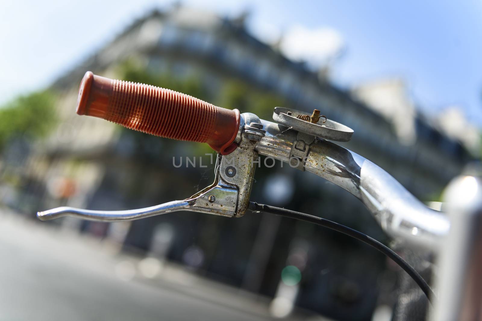 practicing bicycle in urban situation, Paris, France