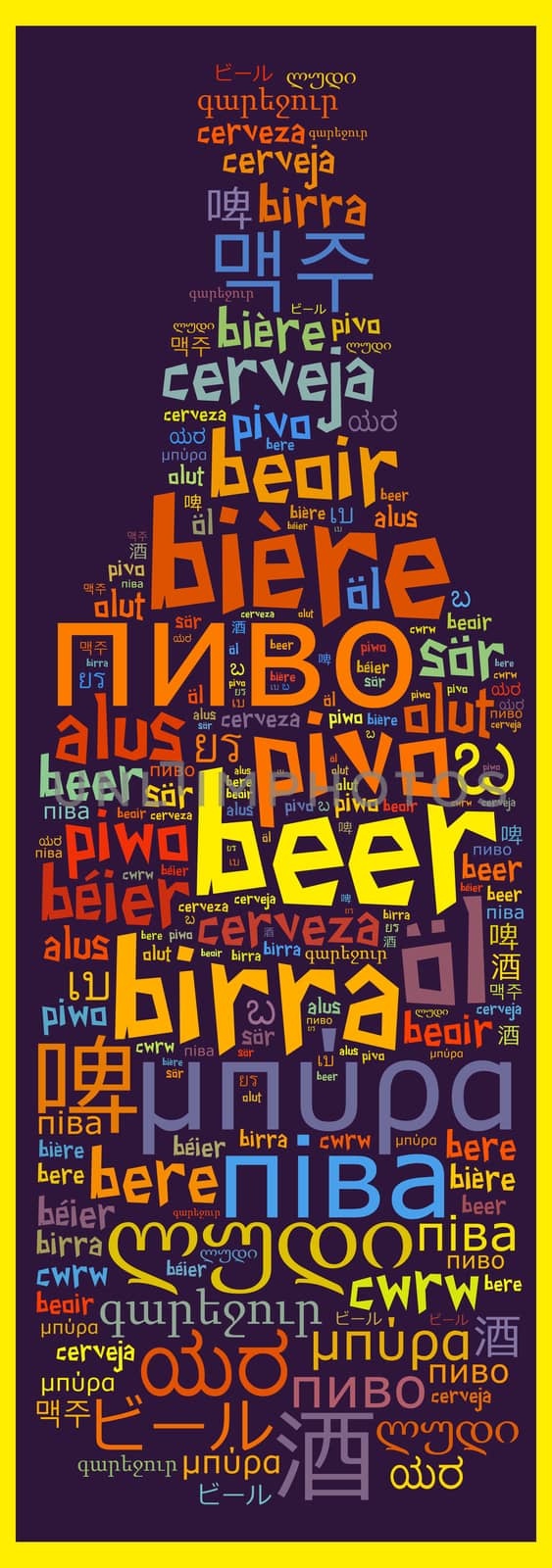 Word Beer in different languages word cloud concept