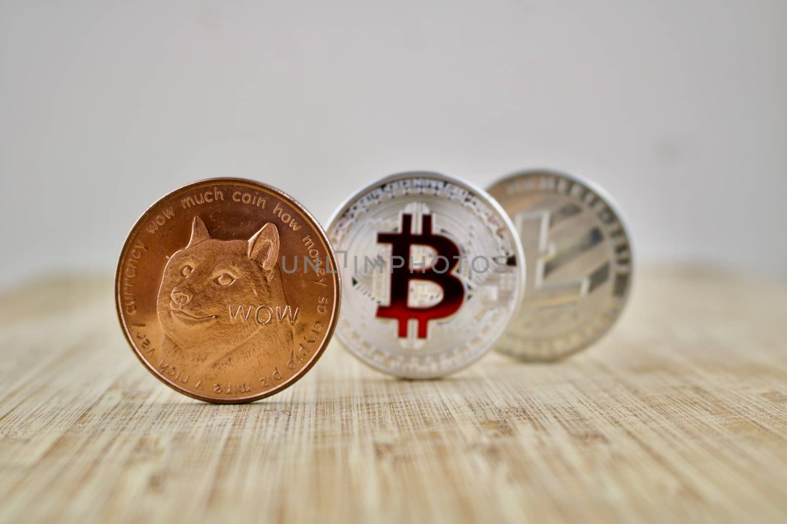 Digital currency physical brass dogecoin silver bitcoin and Litecoin